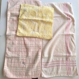Vintage Burberry Authentic Hand Towels Lot Of 3 Pink Yellow Cotton Bundle‎